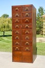 Antique Apothecary Cabinet Wood Drawer Card Catalog File Industrial Vintage