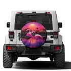 Pink Flamingo Spare Tire Cover With Backup Camera Hole Wheel Tire Cover Fit 
