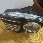 Timex Alarm Clock Radio T247b Black Silver Missing Knob Awesome Sound Vtg Read  
