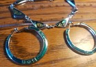 Sterling Silver Vtg Abalone Earring And Bracelet Set Green Blue