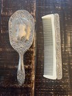 Vintage Vanity Art Deco Set Hair Brush And Comb Ornate Silver Plate
