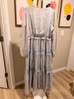 In Loom Maxi Dress S Light Blue Floral Lace Tiered Long Sleeve
