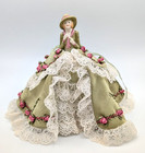 German Porcelain Half Doll Handmade Victorian Styled Lady Sewing Hat Pin Cushion