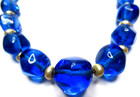 Louis Rousselet French Blue Glass Bead Faux Pearl Beehive Clasp Vintage Necklace