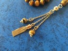 Muslim Prayer Beads Tasbih Rosary Islamic Misbaha Tiger Eye Solid Gold Tassel