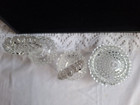 Vintage 3 Piece Vanity Hobnail Set  2 Perfume Bottles 7  Lidded Powder Dish