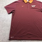 Virginia Tech Hokies Polo Shirt Mens Xl Red Ncaa Football Nike Dri Fit Golf