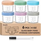  6 Pack Glass Baby Food Storage Containers - 4 Oz Baby Food Jars With Lids 
