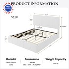 Velvet Upholstered Platform Bed Full Size Adjustable Headboard White Cerlin