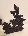 Set 3 Chinese Feng Shui Dragon Figures - Dark Red Resin - Protection   Good Luck