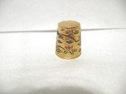 Thimble Vintage Brass   Cloisonne Red Headed Woodpecker  W flowers   Clouds