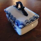 Gzhel Vintage Porcelain Trinket Box Hand Painted Ussr