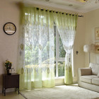 Elegant Modern Tulle Curtains For Living Room Bedroom Green Leaf Sheer Curtains