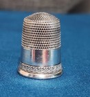 Antique Simons Bros Co Sterling Silver Thimble  size 11  Fancy Border