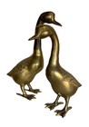 Pair Of Vintage Brass Geese Figurines statues 13    11  Tall - India