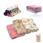 Soft Warm Fleece Blanket  Paw Print Pet Dog Cat Mat Puppy Bed Sofa Cusion Cover
