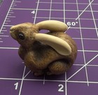 Vintage Japanese Netsuke Rabbit Bunny Hare Made Of Resin   Signed