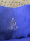 Women s Blue Ribbed High Waist Ankle Leggings Size M Stretch Elastic Waist