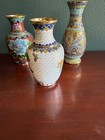 A Set Of Three Vintage Chinese Cloisonn   Enamel Vases With Floral Design