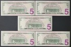 5x Sequential Uncirculated 2013 Five Dollar   5    Star   Notes  F6 Atlanta