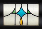 Pretty Geometric Old English Leaded Stained Glass Window 16 x 11 