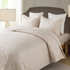 Newlake Quilt Bedspread Set  Beige Jacquard Embossed Floral Pattern Reversibl   