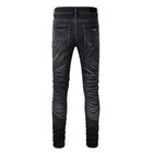 Men s Distressed Stretch Denim Skinny Jeans  Rhinestone Patch  90s Skate Culture