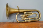 Antique Carl Fishers Brass Alto Horn Baritone New York Instrument Vintage
