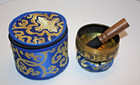 Brass Tibetan Singing Bowl 4 x2  Lotus Medition Sound Healing W mallet   Case