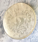 Antique Chinese Carved Round                 Mother Of Pearl Gaming Chip  2 Kissing Doves 