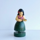 Vintage 50s 60s Hoola Girl Nodder Bobble Made In Hawaii Tiki Handpainted Wooden