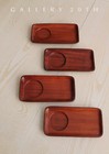      Rare  4 Mahogany Coaster Trays  Mid Century Decor New York Vtg Wood 50s 60s    