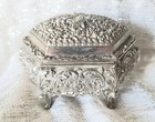 Vintage Silvertone Ornate Musical Jewelry Casket  Music Trinket Box Small World