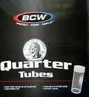 Lot Of 5 Bcw Quarter Round Clear Plastic Coin Storage Tubes W  Screw On Caps