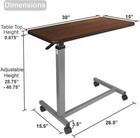 Vaunn Adjustable Overbed Bedside Table With Wheels  hospital And Home Use 
