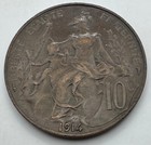 1914 France 10 Centimes Coin - Bronze - Ten - French Coin - Free Shipping