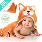 Baby Hooded Dog Towel   Organic Bamboo   Free Washcloth   All Ages   New