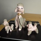 Vtg Mcm Lefton s Poodle Mother Puppies Figurine Pink Clear Bubble Bead 4 5  Read