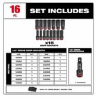 Milwaukee 49-66-6818 Shockwave Impact Duty Socket 1 2  Drive 16-pc Mm Tray Set