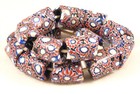 15 Old Venetian Glass Red White   Blue Chevron Millefiori African Trade Beads