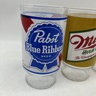 Vintage 1960 s Brand Beer Glasses Miller  Pabst Blue Ribbon  Schaefer