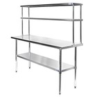 Stainless Steel Commercial Kitchen Prep Table With Double Overshelf- 30  X 60 