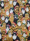 Lot Of 3 Yards Holiday Cats Fabric