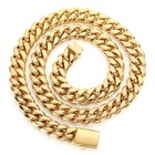 18k Gold Plated Chain Stainless Steel Necklace 24    14mm Miami Cuban Link Hip Hop