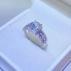 2 50ct Round Cut Real Moissanite Solitaire Engagement Ring 14k White Gold Plated