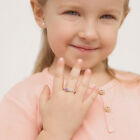 925 Sterling Silver Pink   Clear Cubic Zirconia Ring For Toddlers   Young Girls