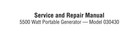 Briggs   Stratton 5500w Portable Generator 030430 Service Repair   Parts Manual