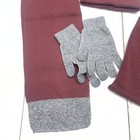 Artichoke Joe s Hat Beanie Scarf Gloves Set Mens One Size Red Gray Knit Winter