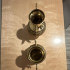 Set Of 2 Vintage Chinese Solid Brass Dragon Vases urns W  Floral Motif