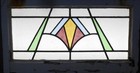 Pretty Abstract Large Old English Leaded Stained Glass Window 30 1 2  X 16 1 2 